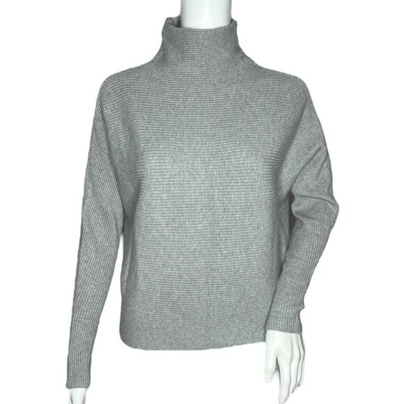 Magaschoni Sweater‎ Womens XS Gray Mock Neck Ribbed Knit Neutral Minimalist - Picture 1 of 6